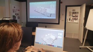 SketchUp-cursisten-aan het werk bij Gmi-designschool